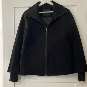 Talbots Black Women's Wool Blend Lined Cozy Zipper Jacket Coat Size 4
